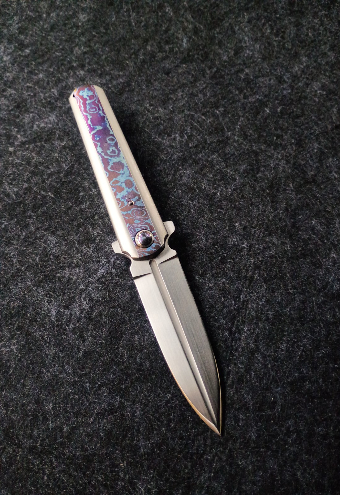 Titanium & Timascus frame lock dagger S35vn, handmade #1 of 1