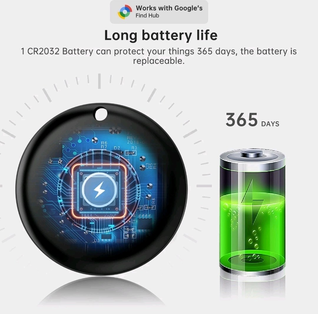 Loshall Smart Bluetooth Finder Tag- Works w/ Android / Google Find Device Black