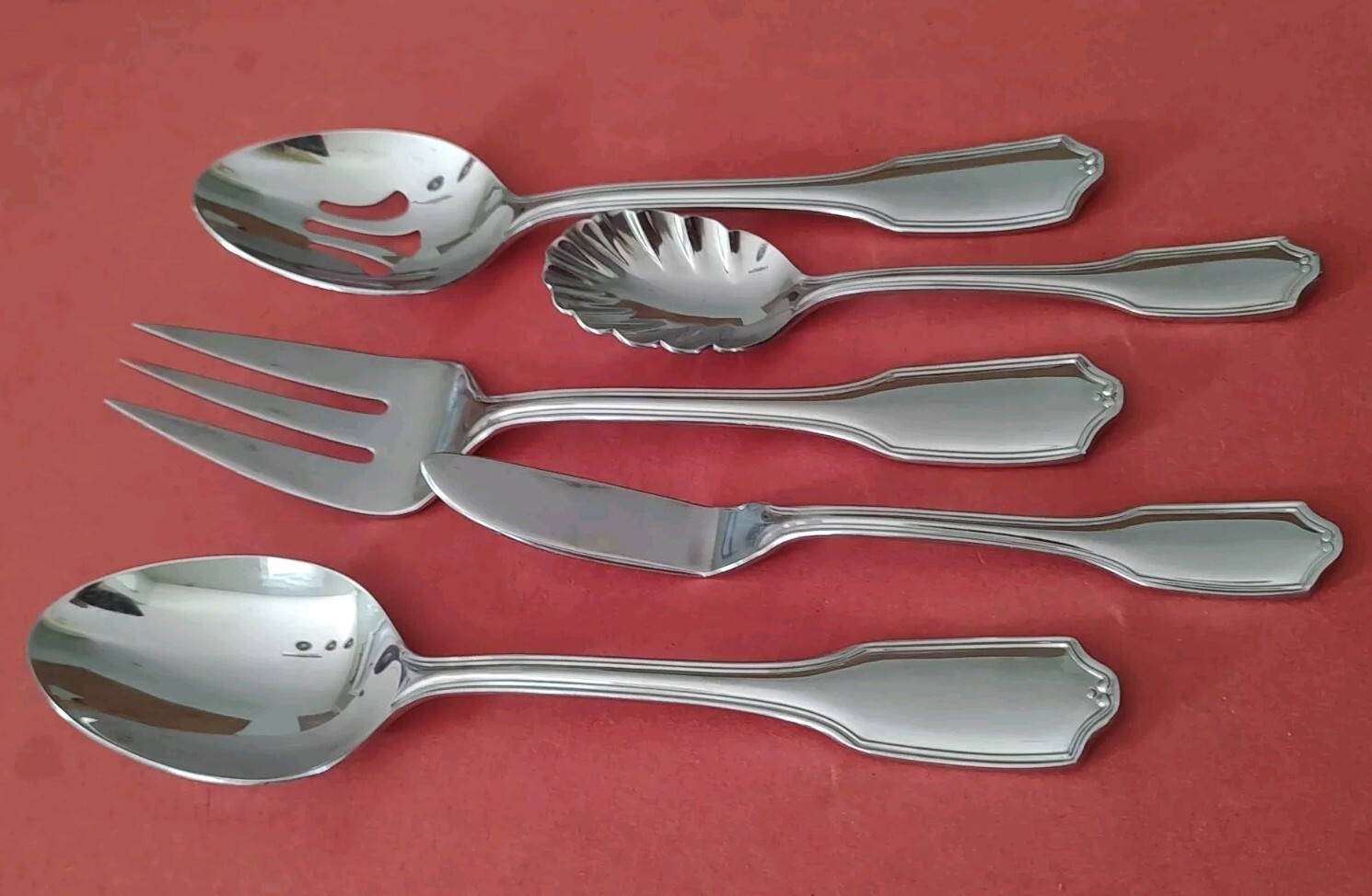 5pc Reed & Barton NELSON Serving Fork Spoons Sugar Butter Knife Stainless