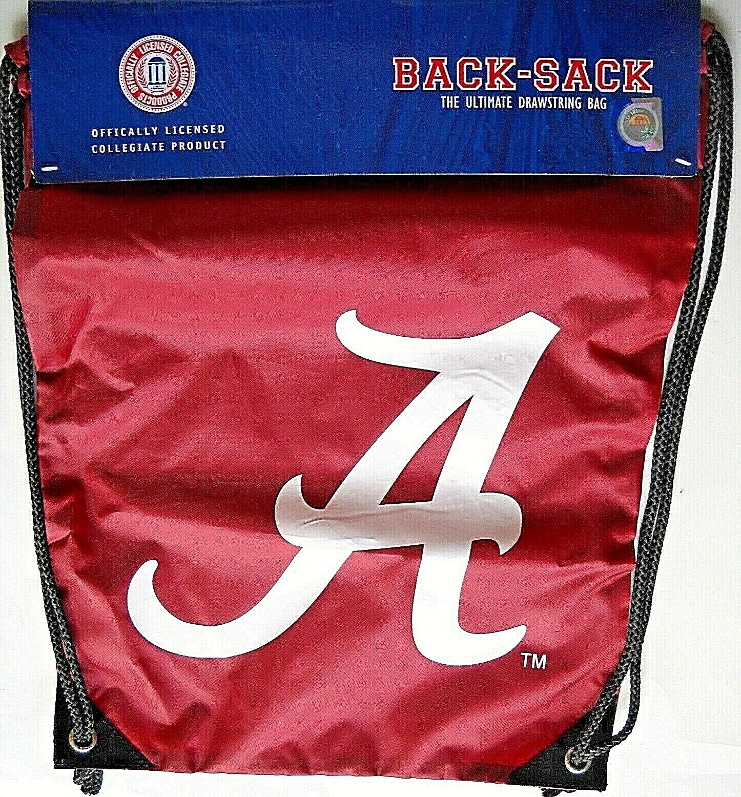 ALABAMA CRIMSON TIDE 17.5"H x 13"W DRAWSTRING BACKPACK BACK-SACK W/ LARGE LOGO A