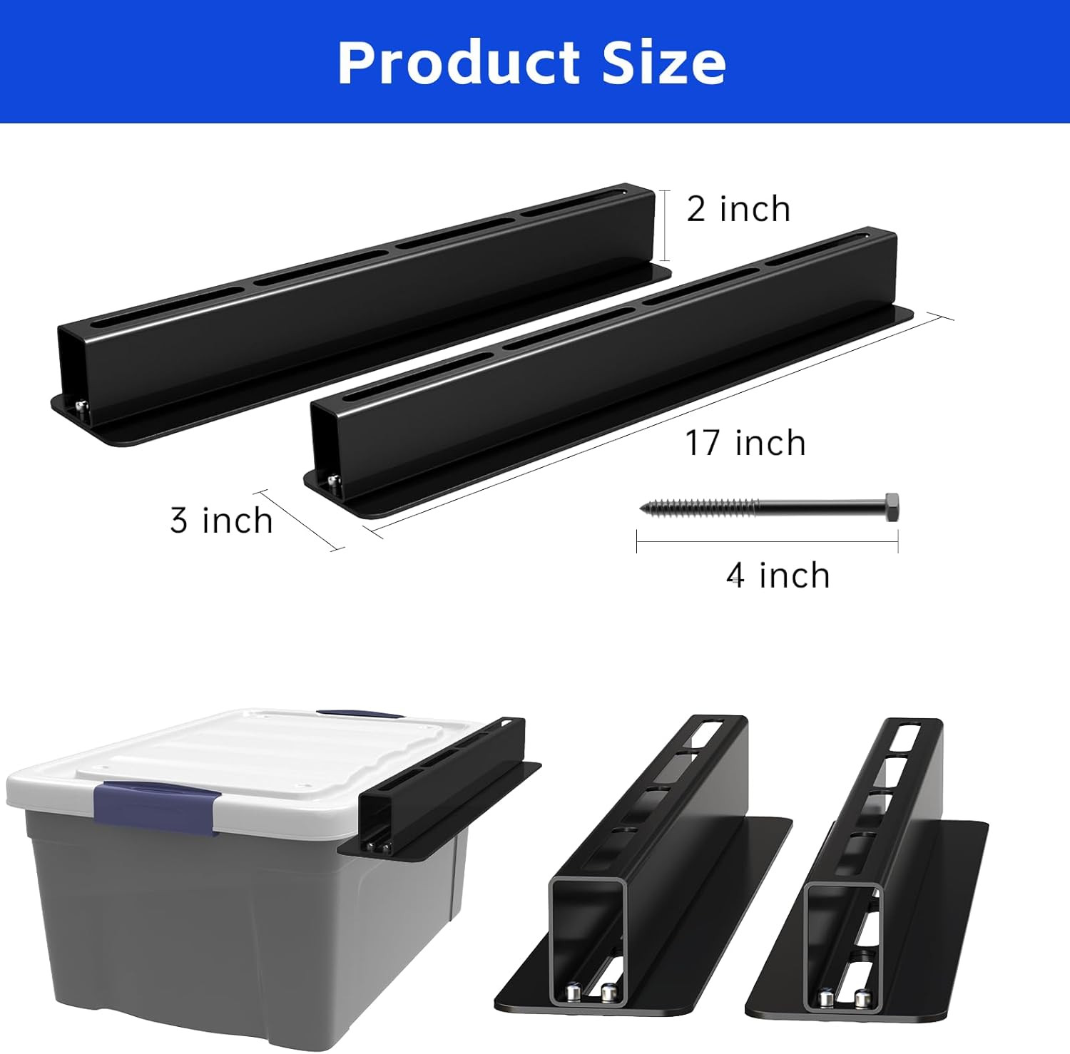 5 Pack Overhead Storage Rack, Ceiling Rack for Utility Bins Organization, Hea...
