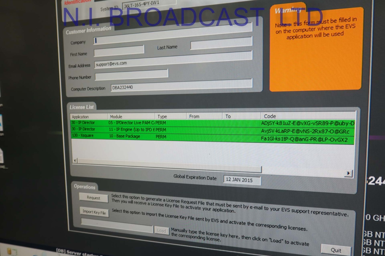 EVS DB server with IP director lice, IP engine, X square  (ref 2)