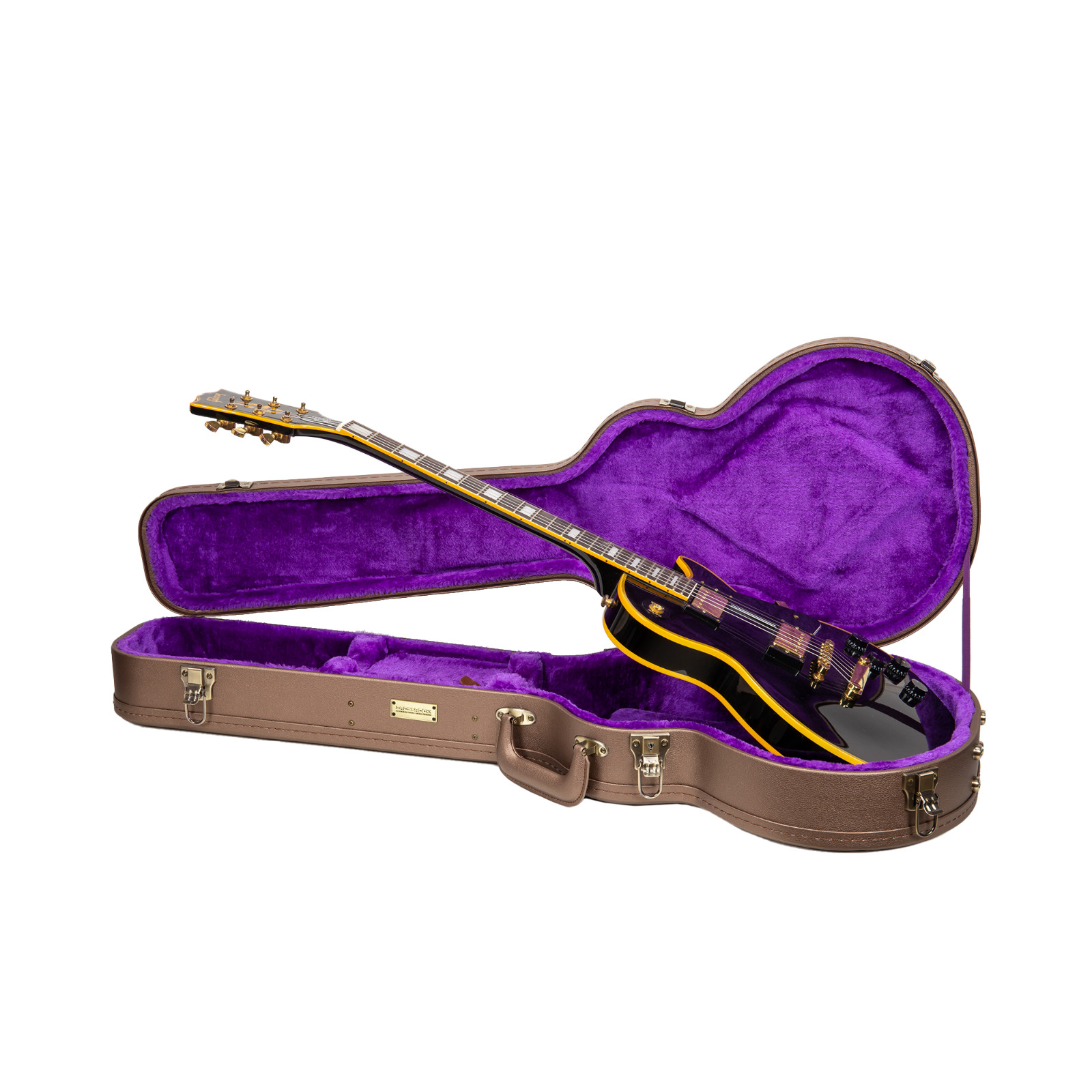 Crossrock Designer Series-Wood Case for Les Paul Electric Guita-Chocolate Brown