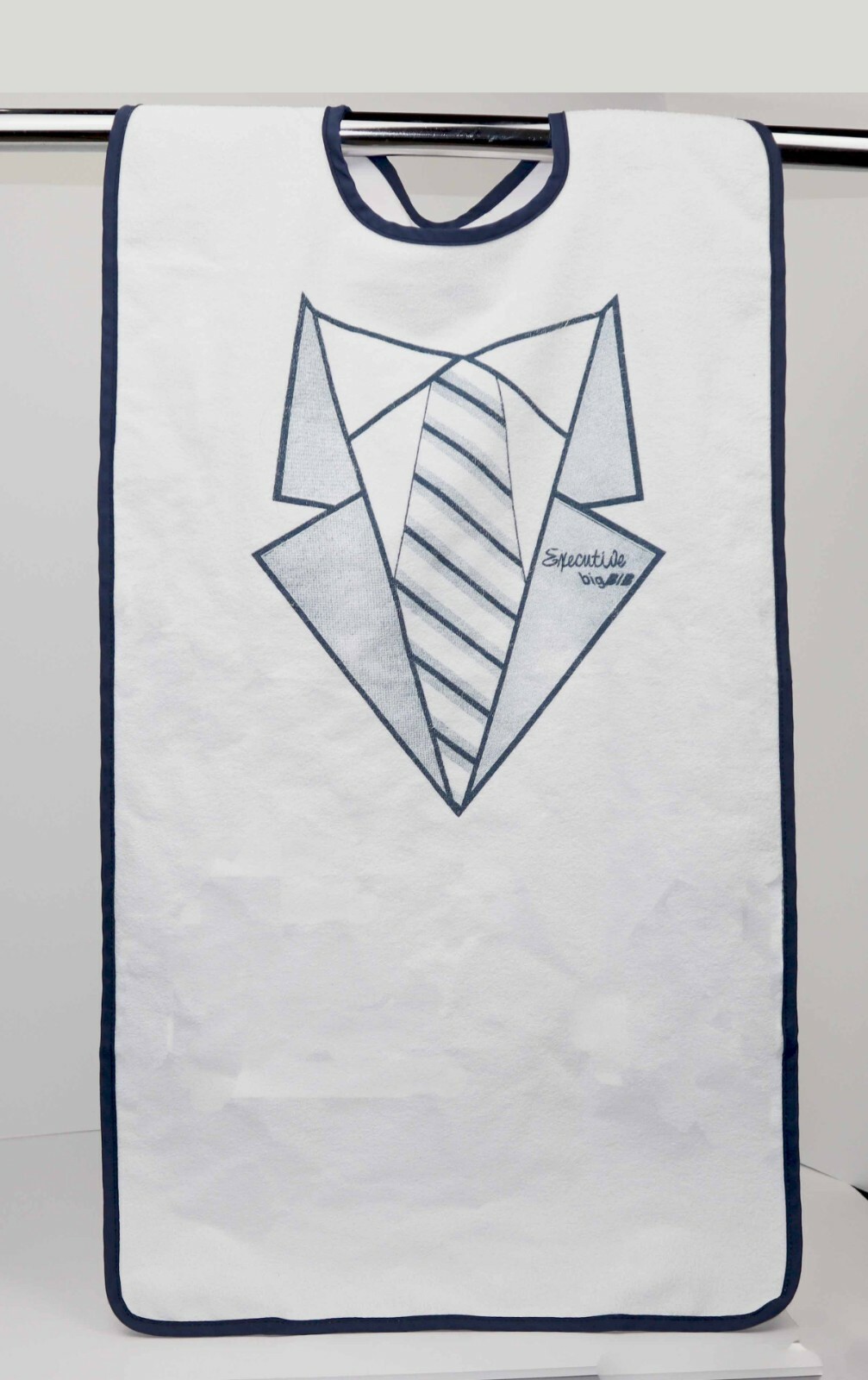 2 Pack of Extra Long Waterproof Adult Bibs 17.5" x 36" Suit/Tuxedo White