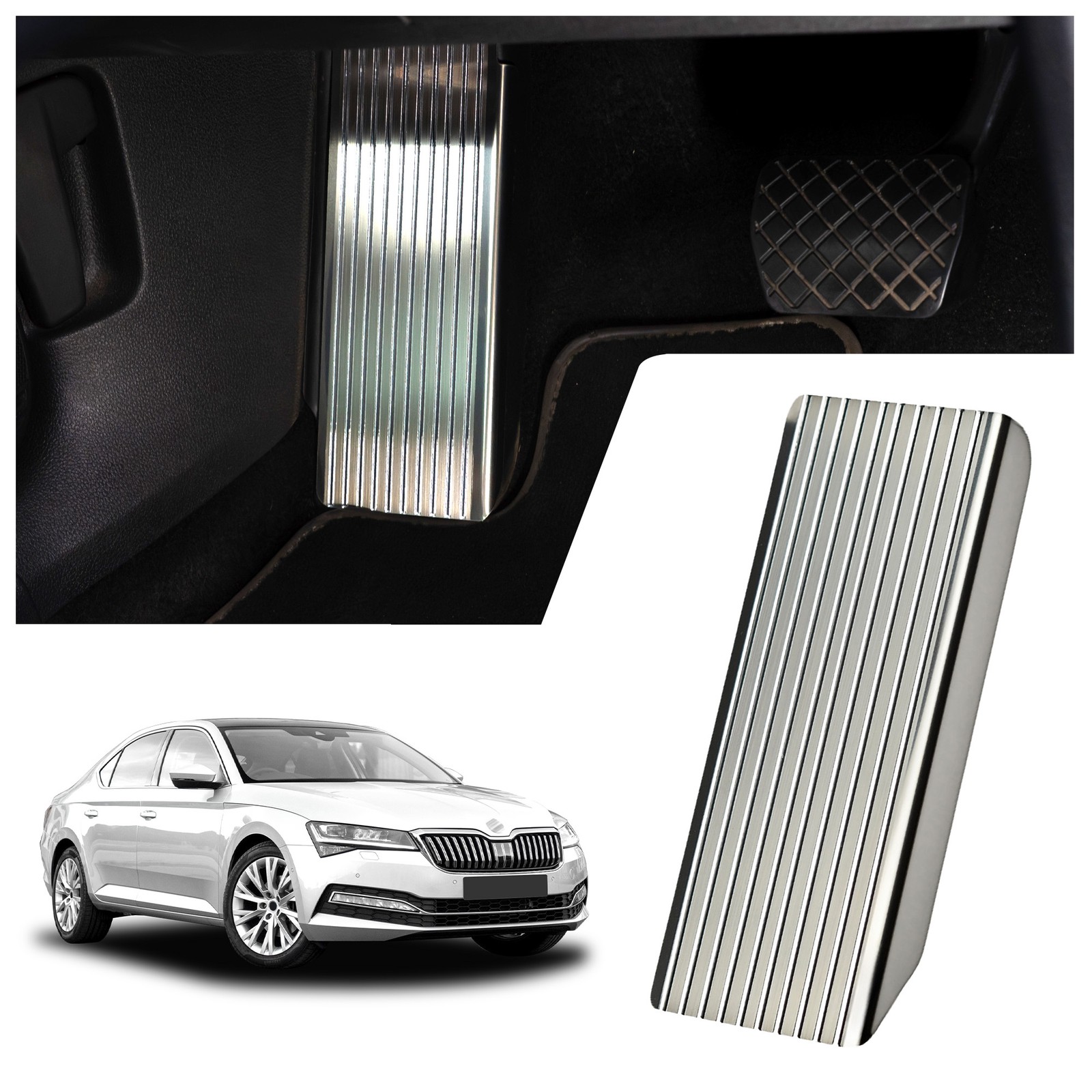 Footrest plate for Skoda Superb Liftback (3V | B8) 2015-2019 silver
