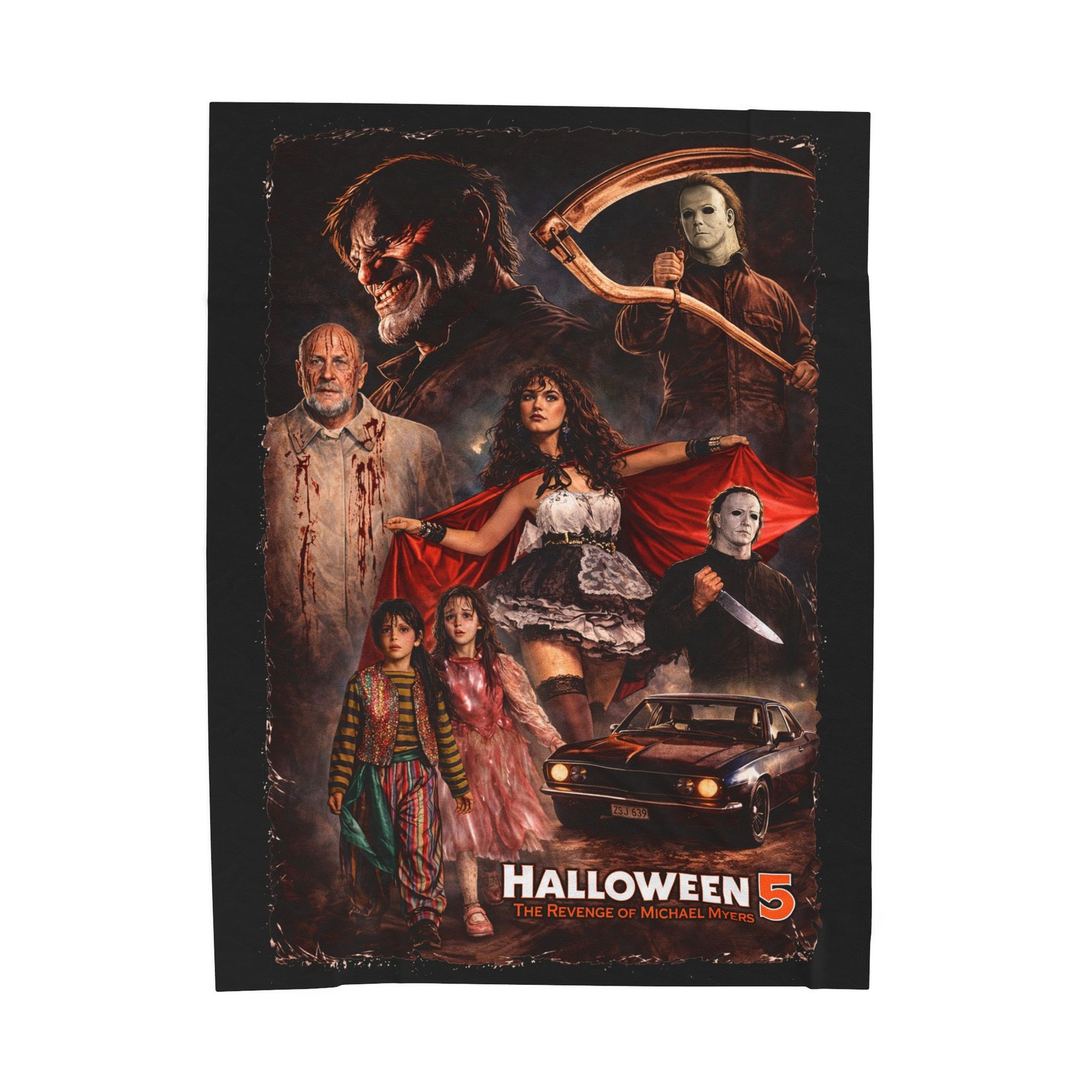 Halloween 5 Movie Collage Velveteen Plush Blanket | Horror Poster Throw