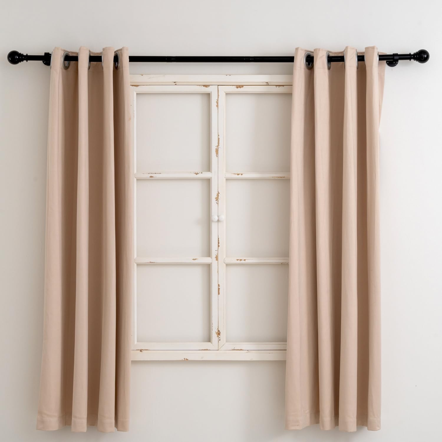 Ceiling Curtain Rod Brackets - 2 Pack, Ceiling Mounted Curtain Rod Hooks Black