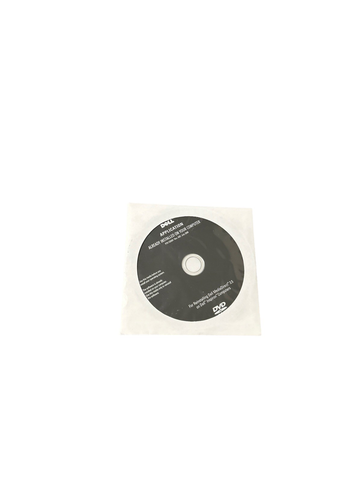 Dell Applications DVD P/N C820H Rev A02 July 2008 MediaDirect 3.5 For Inspiron