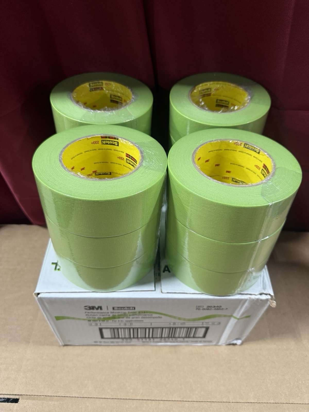 3M 26340 SCOTCH GREEN MASKING TAPE 233+ PAINT PAINTING 48mm NEW Case 12 Rolls