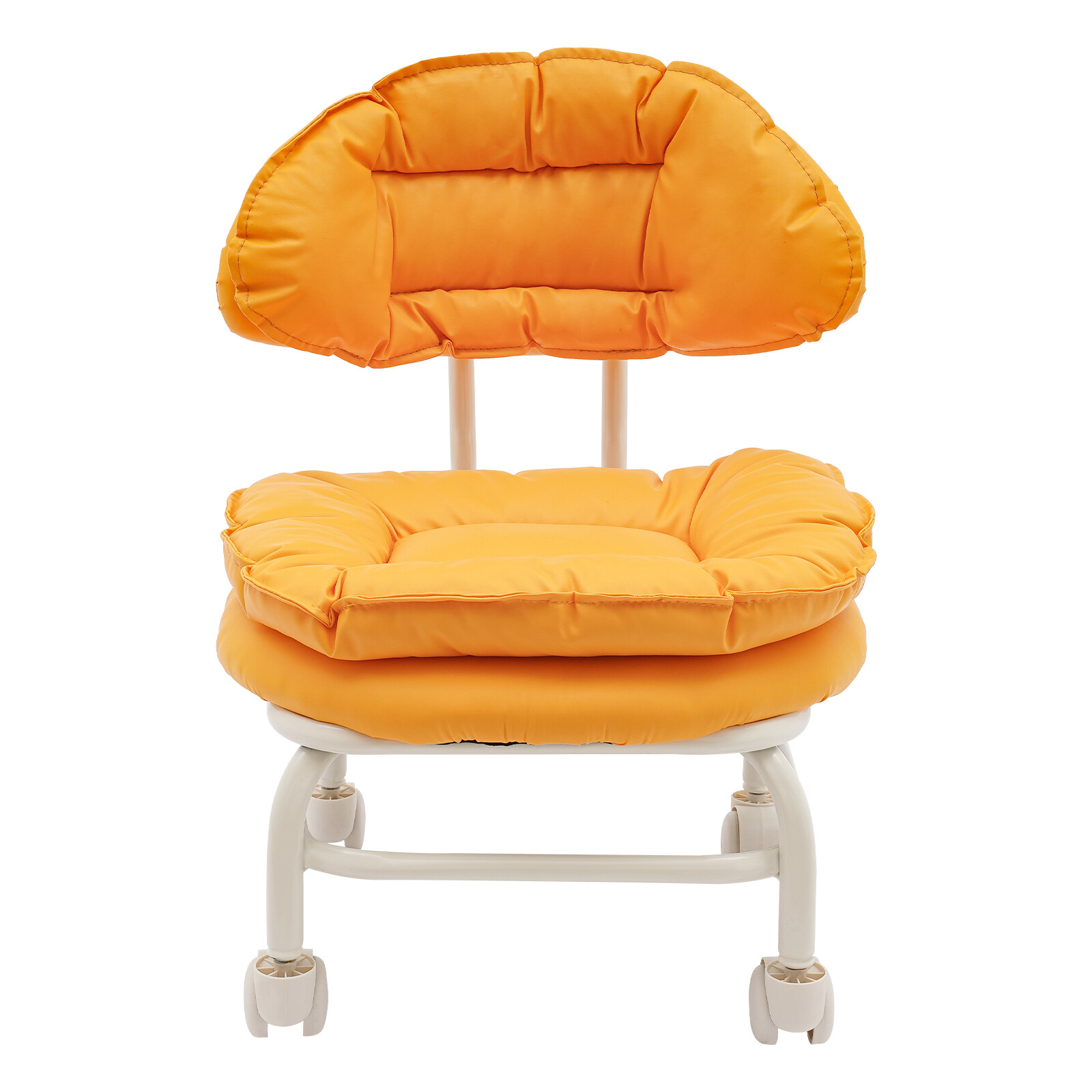 Orange Rolling Stool with Back Rest Heavy Duty Rolling Stool Roller Chair