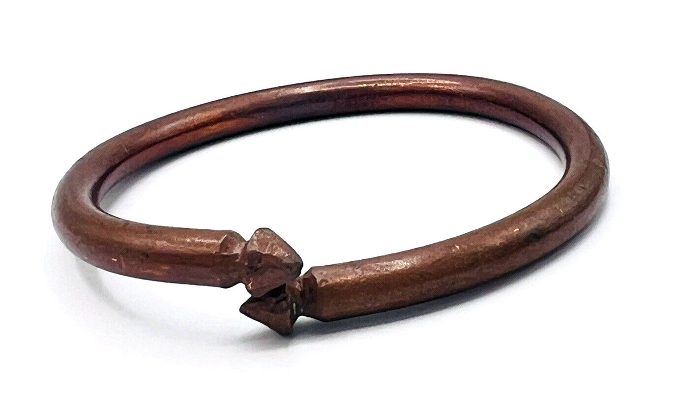 Handcrafted Brutalist Shabby Chic Copper Bangle Bracelet