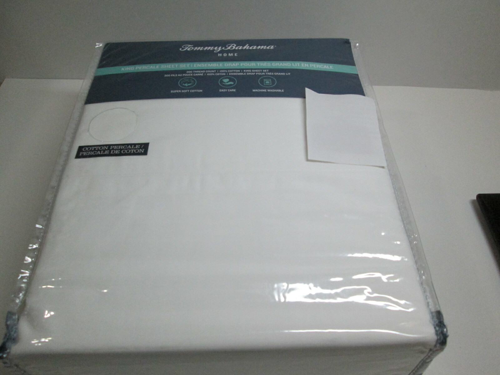 New Tommy Bahama 100% Cotton King Percale Sheet Set White ~ 200 Thread Count