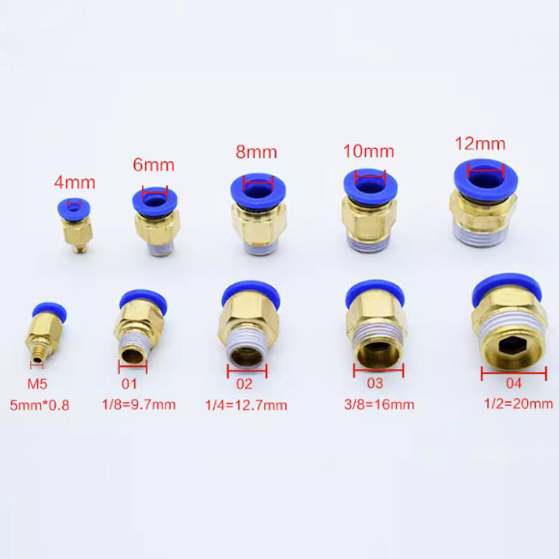 Male Stud Push In Fit Pneumatic Fittings for Air Water Hose Tube 4 6 8 10-16mm