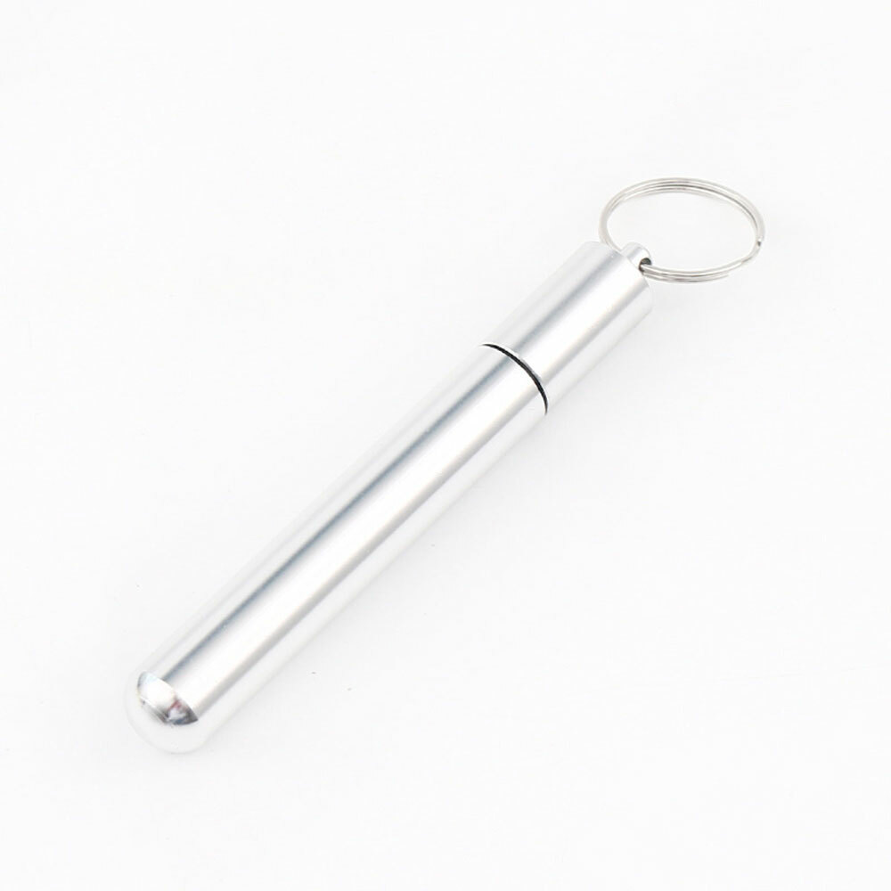 2X Keychain Waterproof Pill Box Bottle Holder Container Ear Spoon Toothpick Tool