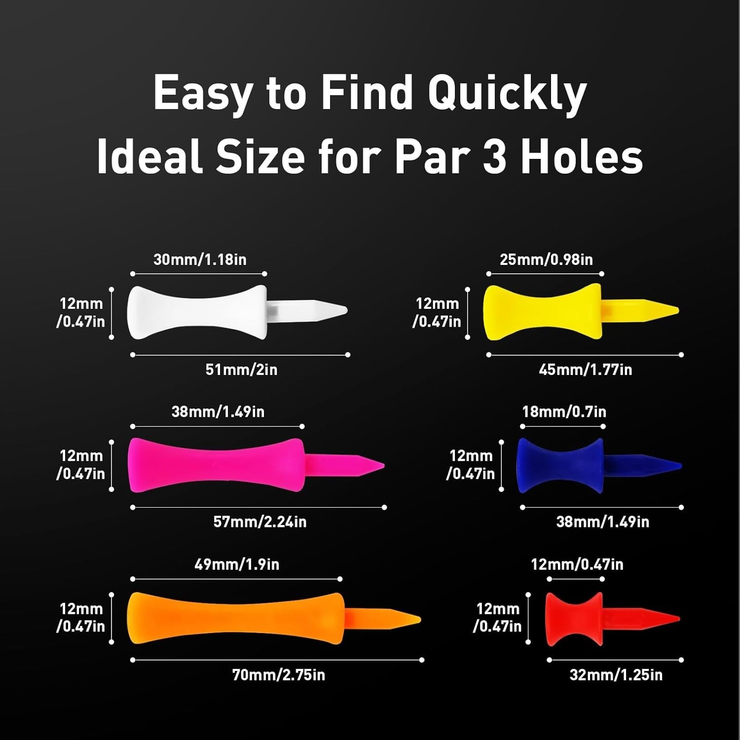 Plastic Golf Castle Tees Step Down Unbreakable Mixed or Same Height Value 100...