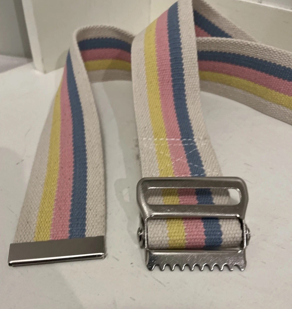 Sammons Preston Gait Belt with Buckle 60 inch Striped Medical Safety Pastel