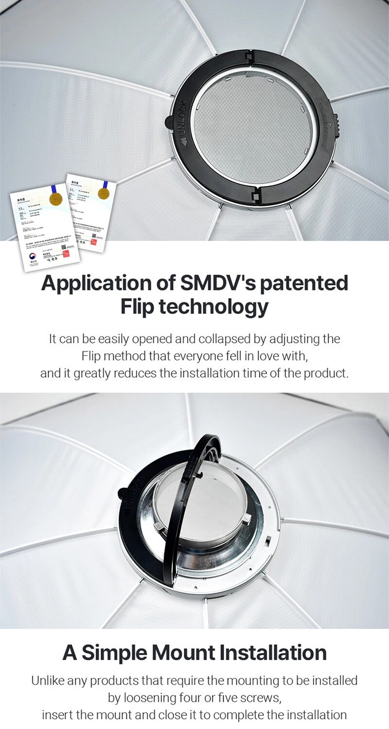 SMDV FLIP BOUNCE 44/Studio Photography Light Diffuser Ceiling Reflector Soft-box