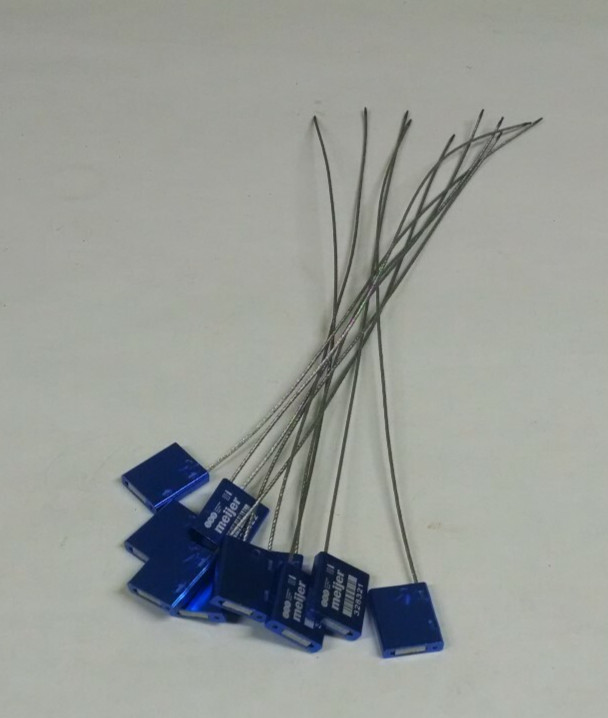Steel Security seals/ BLUE/ 2mm Diameter Cable/ 12 in Length/ PACK OF 10pcs