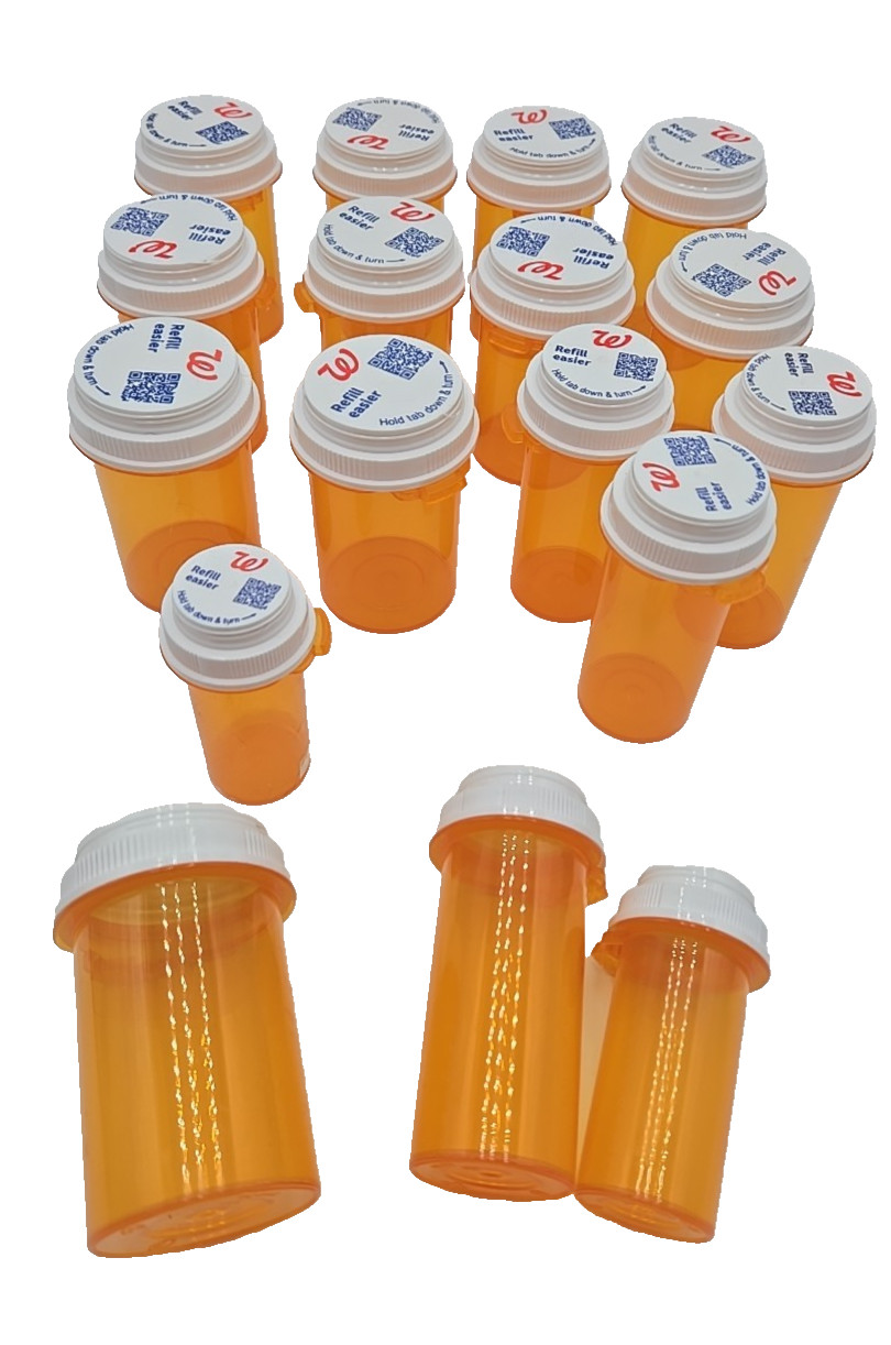 Lot 17 Empty Prescription Rx Pill Bottles Art Crafts Fishing Storage Hobby S M L