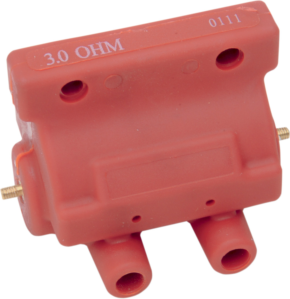 Drag Specialties 12V Performance Ignition Coil 3 Ohm Dual-Fire Red 10-2025