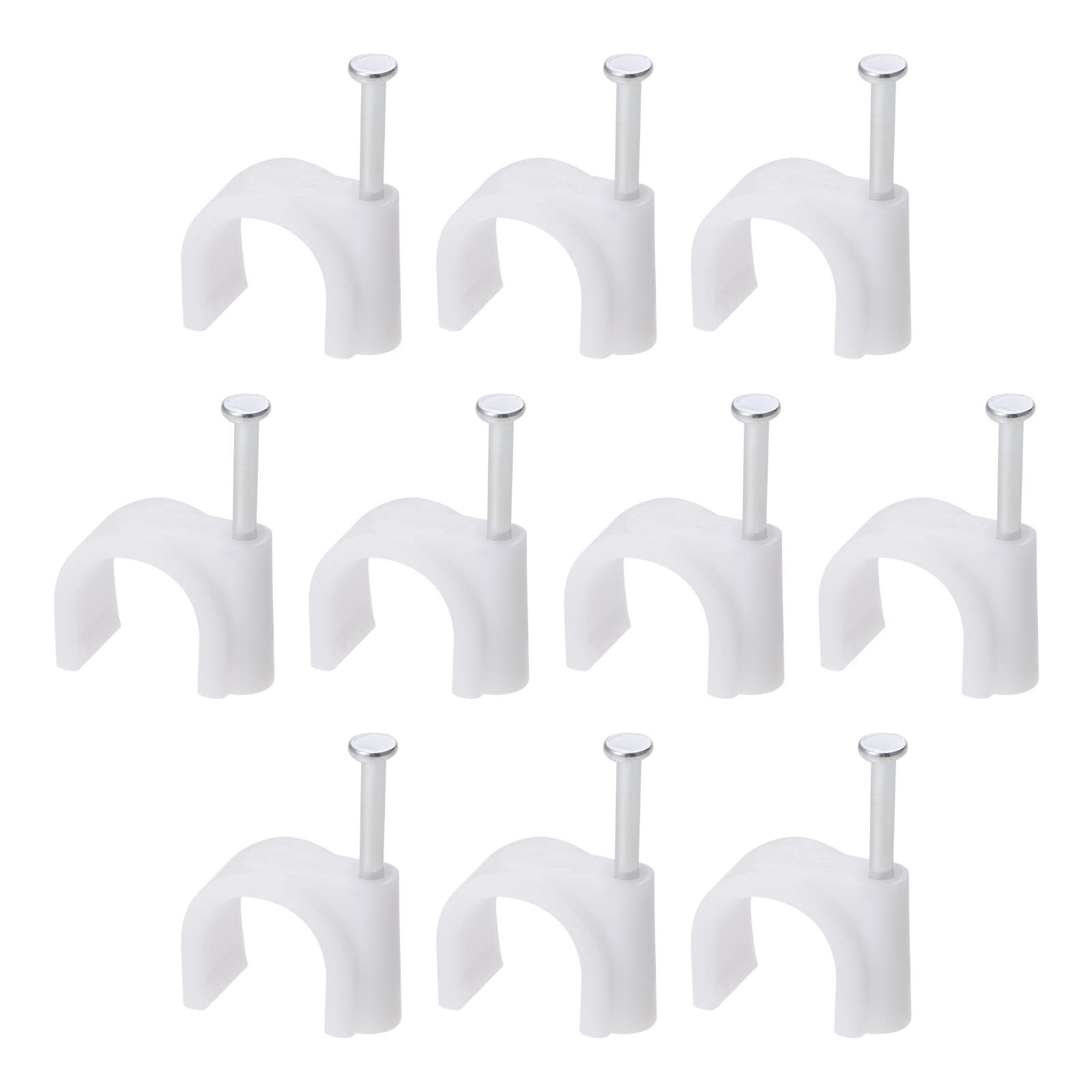 Rebower PE Cable Clip Nail Space Saving Clamp, 18mm x 7.5mm x 13mm, White