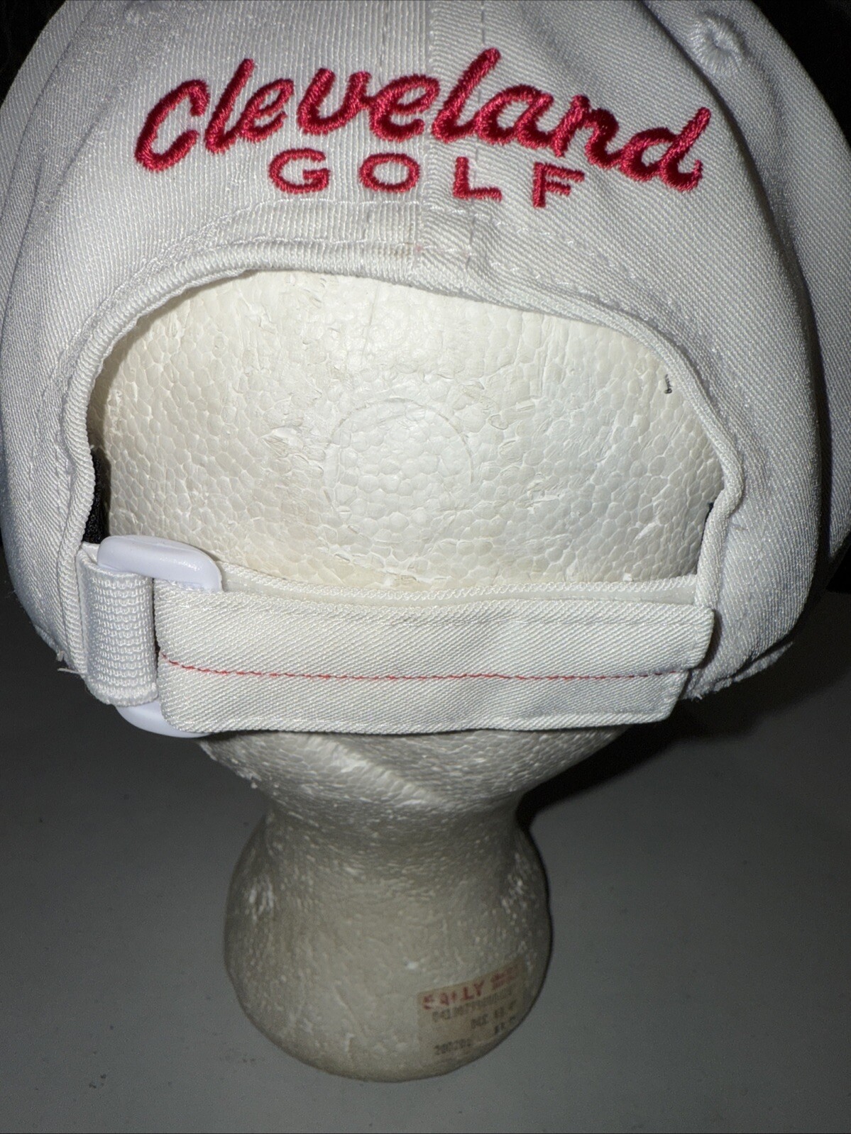 Cleveland Golf Red CG on White Hat Cap Hook Loop Polyester w Tag EUC