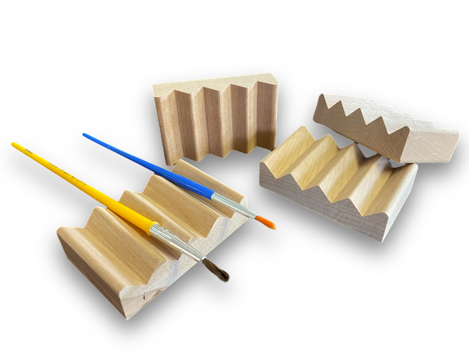 2 paint brush rests - made of natural red alder wood - proudly made in the USA