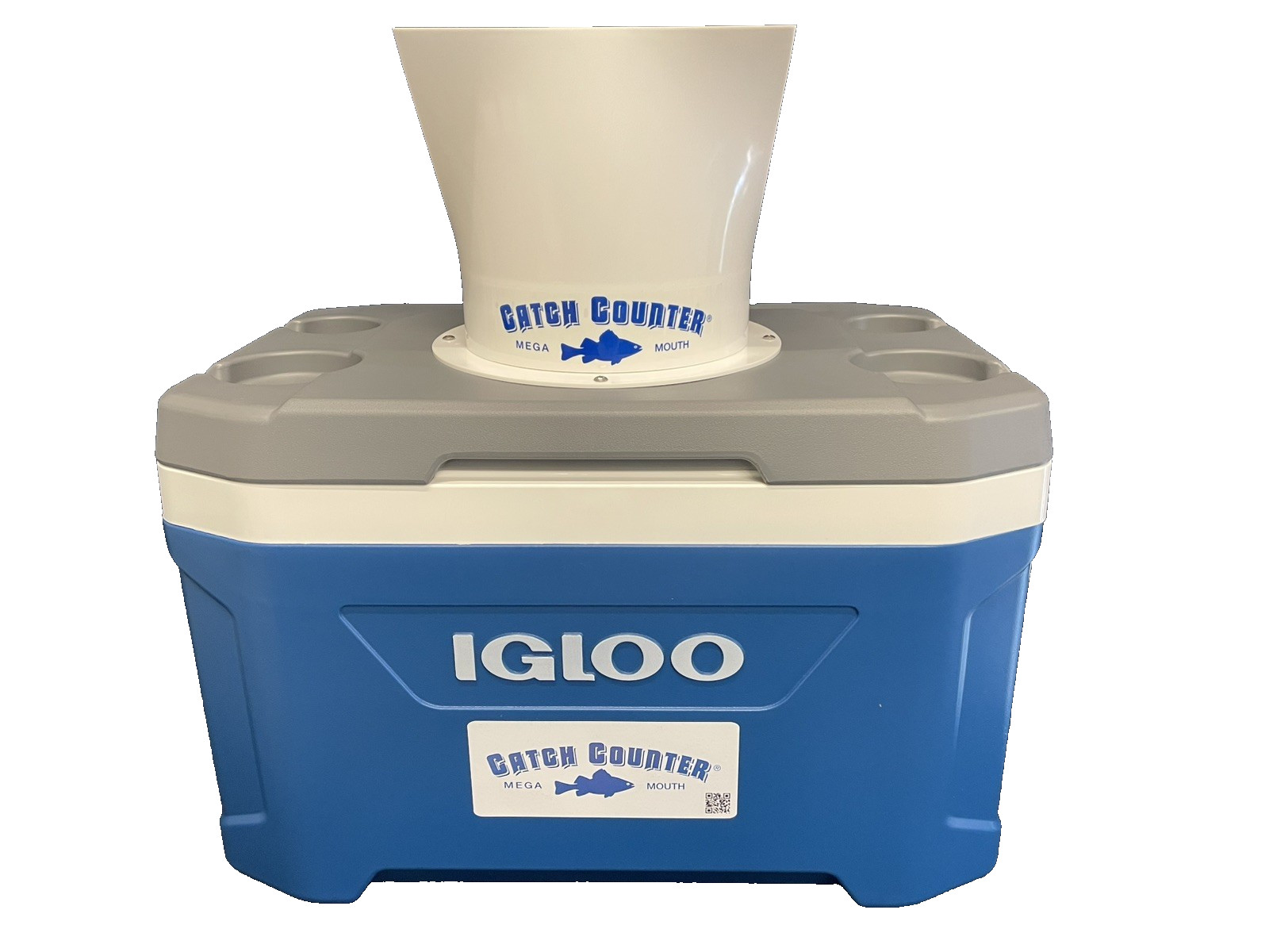 CatchCounter MEGAKOOL 52qt Igloo Counting Cooler- Blue/White/Grey