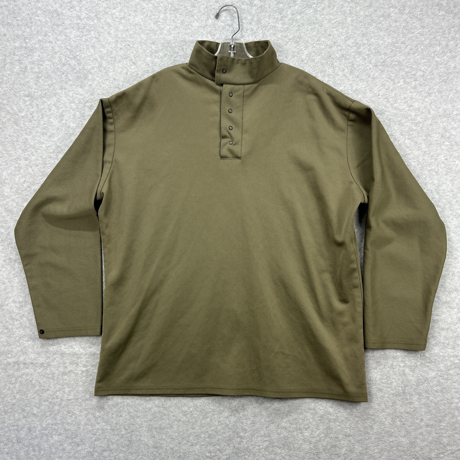 ScentLok Shirt Mens Large Green Snap T Mock Neck Pullover Hunting Base Layer