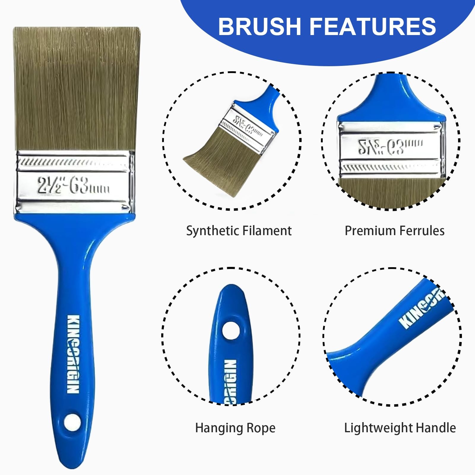 King Origin Versatile Paint Brush Set, 30 Pack, 5 Sizes Paint Brushes (0.5" 1...