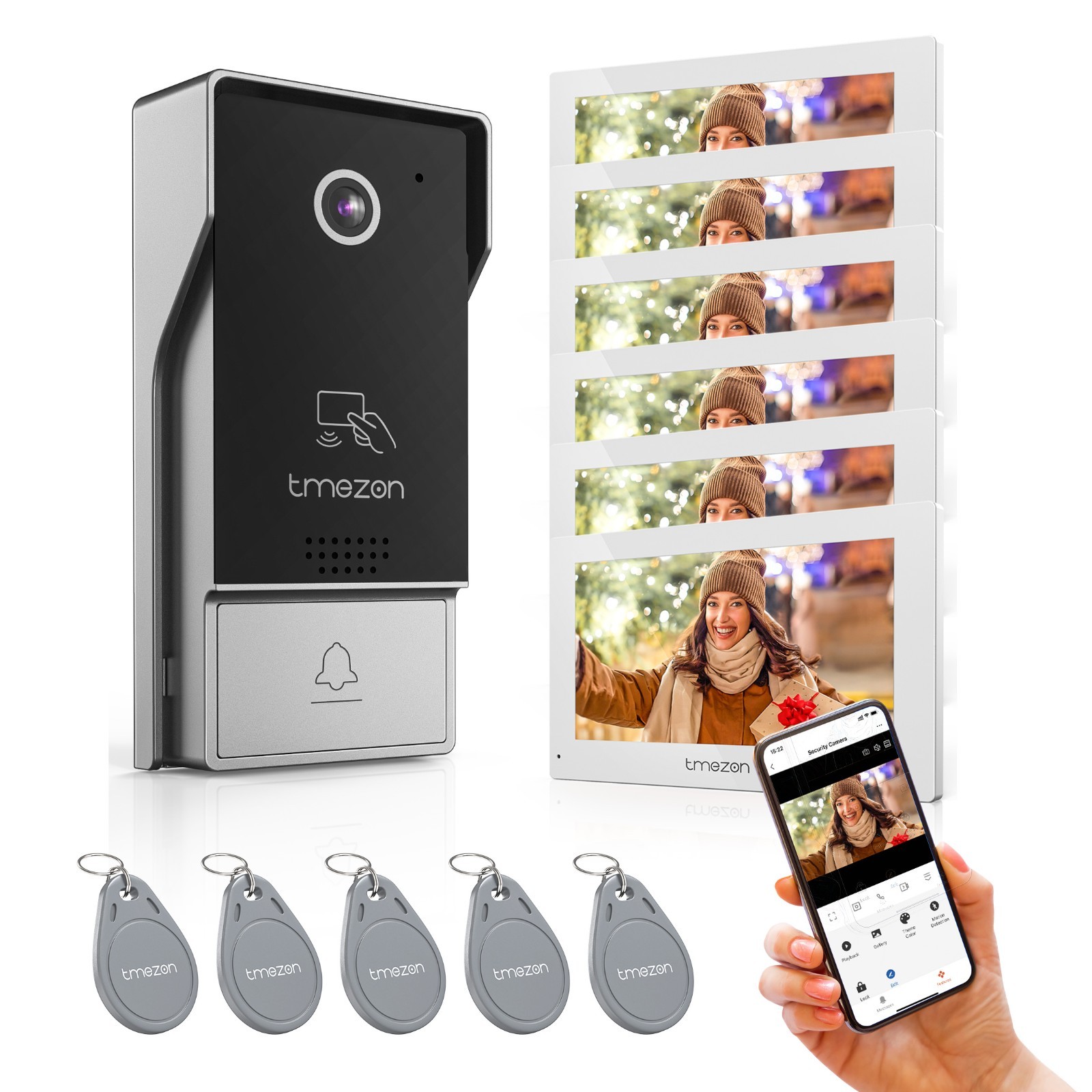 WLAN  Video Doorbell IP Intercom System 6x7'' Touch Monitor Night Vision 1080P