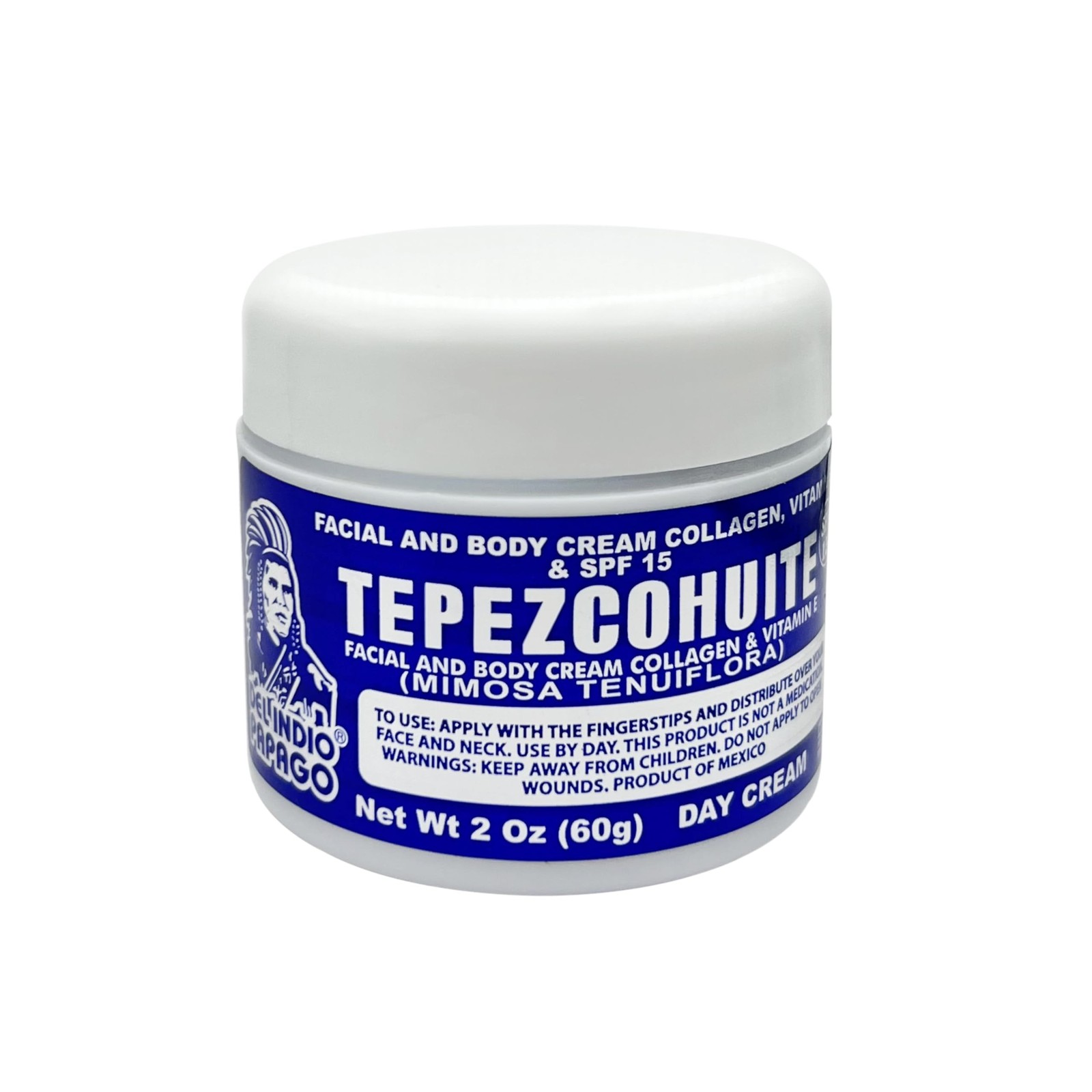 DEL INDIO PAPAGO Facial Day Skin Cream with Tepezcohuite 60g Small - Corporal...