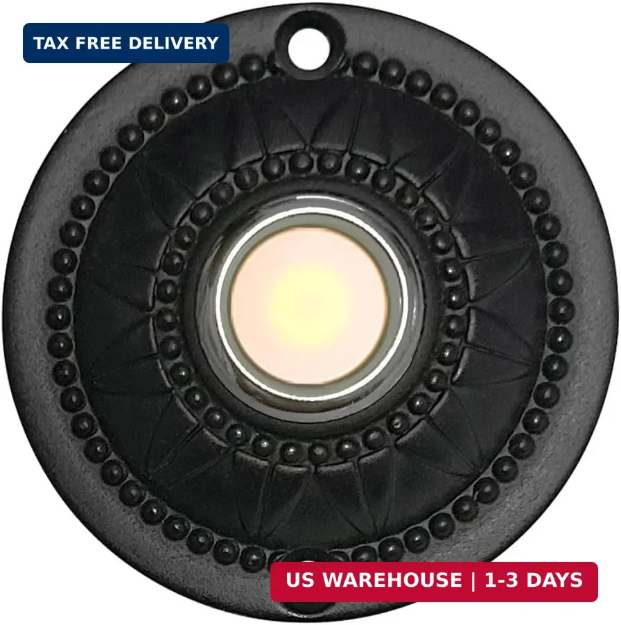 Wired Iron Classic LED Lighted Doorbell Push Button Switch 2.3" For Chime (Brass