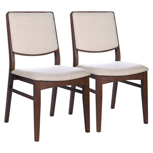 AS Beige Fabric Dining Chair (Set Of 2) Padded seat and back