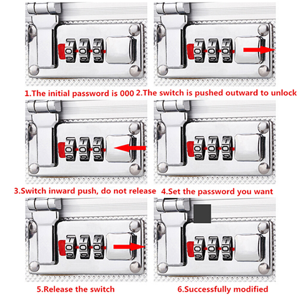 17 inch Aluminum Storage Box with Combination Lock Briefcase Security Case