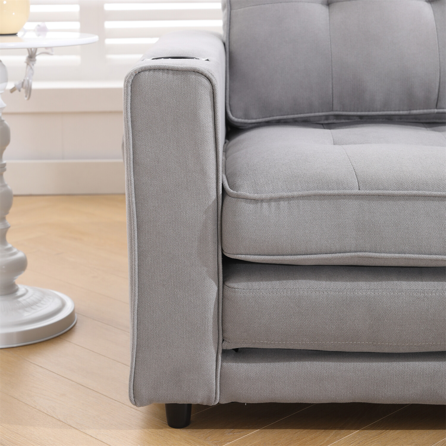 Convertible Sofa Bed Loveseat Futon Sofa Couch w/ Pull-Out Bed Light Gray