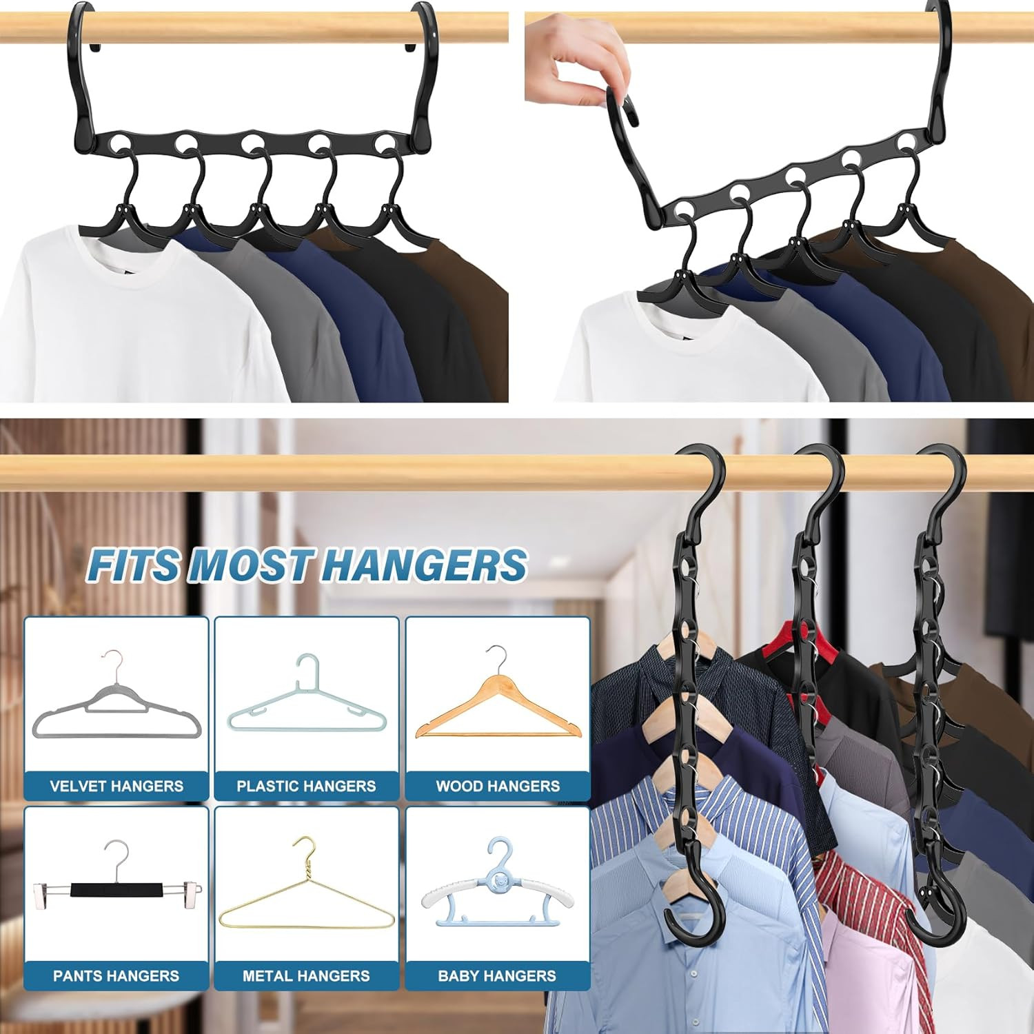 10 Pack Hangers Space Saving Magic Plastic Hanger Organizer Shirt Space Saving H