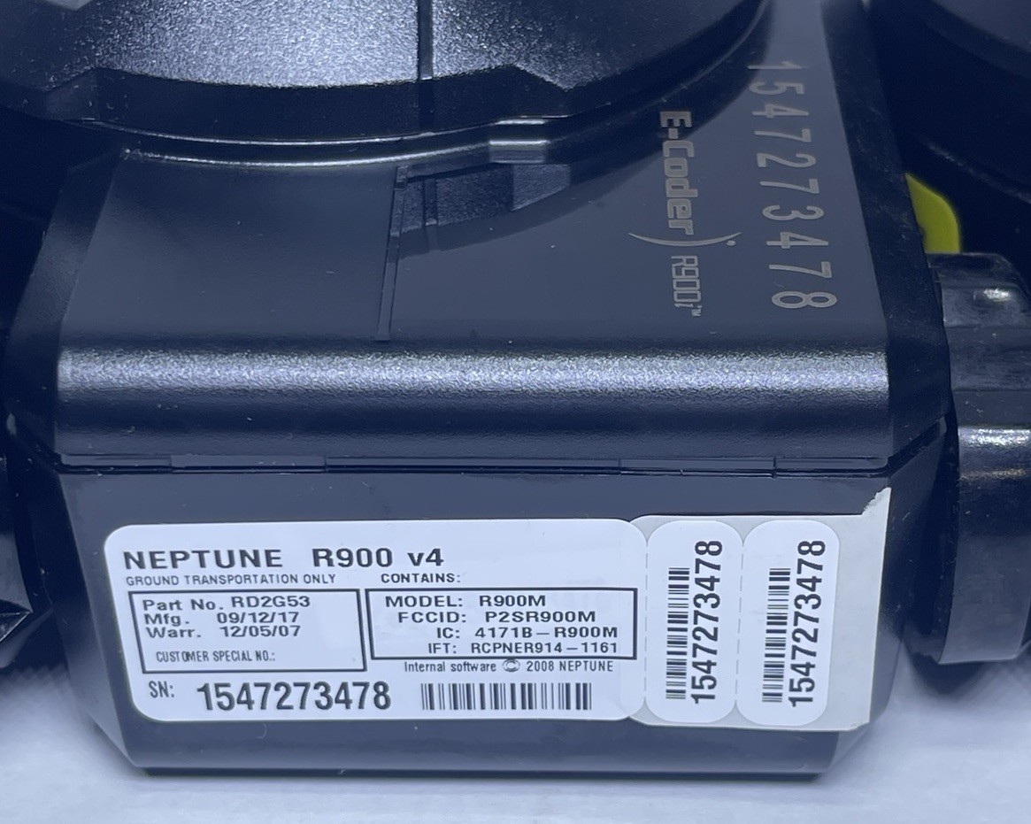 Neptune R900M V-4 RD2G53 E-Coder Water Meter Registers T-10 2"