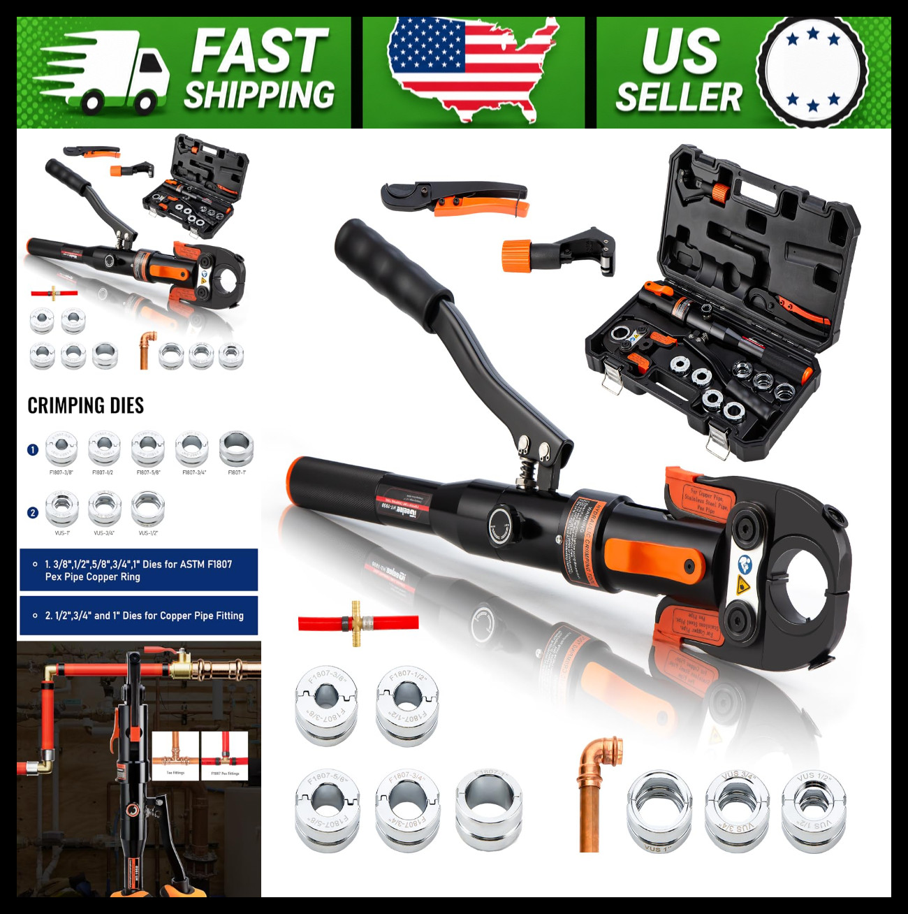 Hydraulic Copper Press Tool PEX Crimping Tool with Dies for Pipe Fittings
