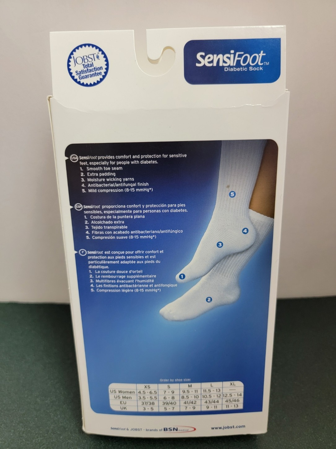 NEW~ SENSIFOOT~Diabetic Crew Style Socks Size SMALL White JOBST