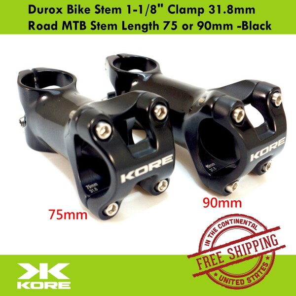 Kore Durox Bike Stem 1-1/8" Clamp 31.8mm Road MTB Stem Length 75 or 90mm -Black