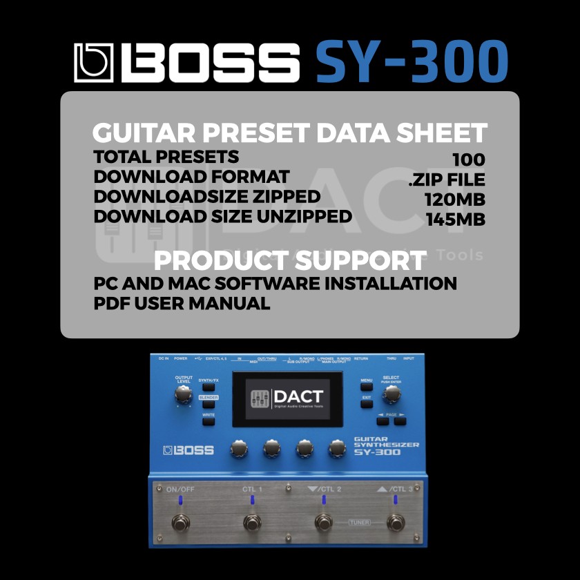 Boss SY-300 Guitar Synthesizer Presets Library (100 Presets) - Instant Access