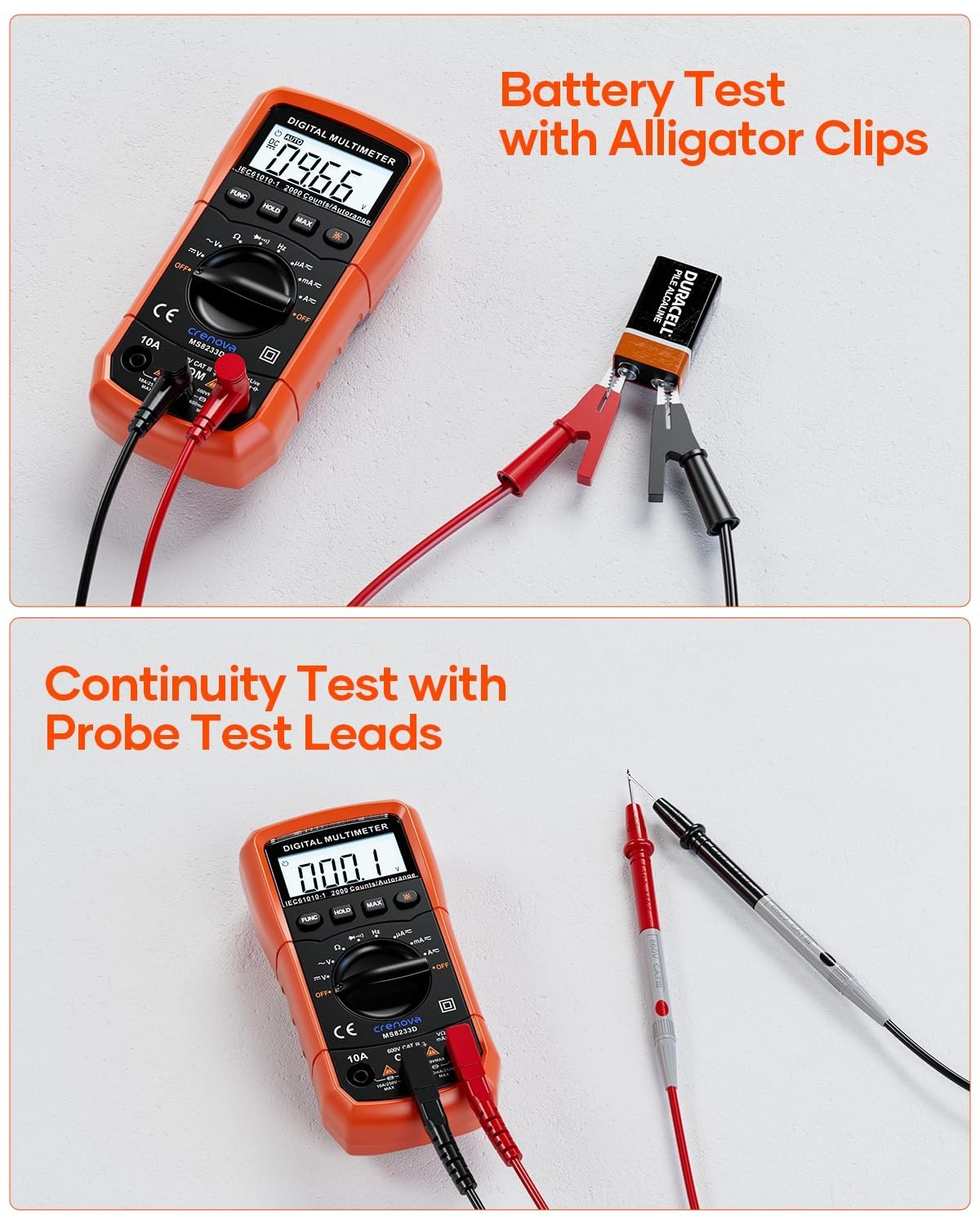 6000 Counts Digital Multimeter AC DC Volt Meter Ohm Amp Tester - Voltage, Curren