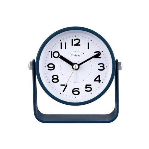 Analog Alarm Clock for Bedroom, Silent Non-Ticking Quartz Movement, Blue