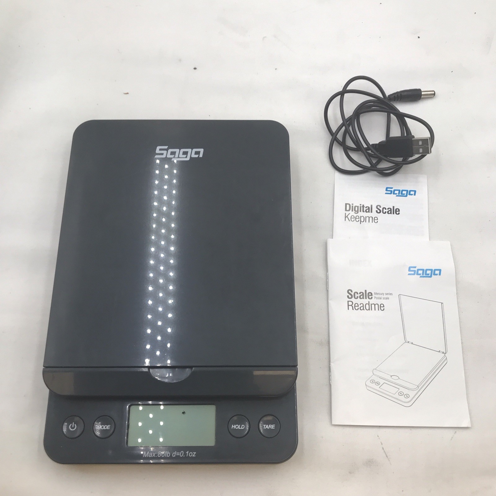 Saga Mercury BASIC Digital Postal Scale w/ Hold, Tare, Auto-Off, AC Adapter