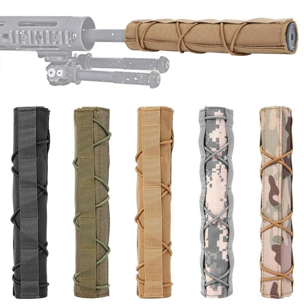 Military 8.6inch Suppressor Cover Tactical Protect Sleeve Wrap Airsoft Hunting