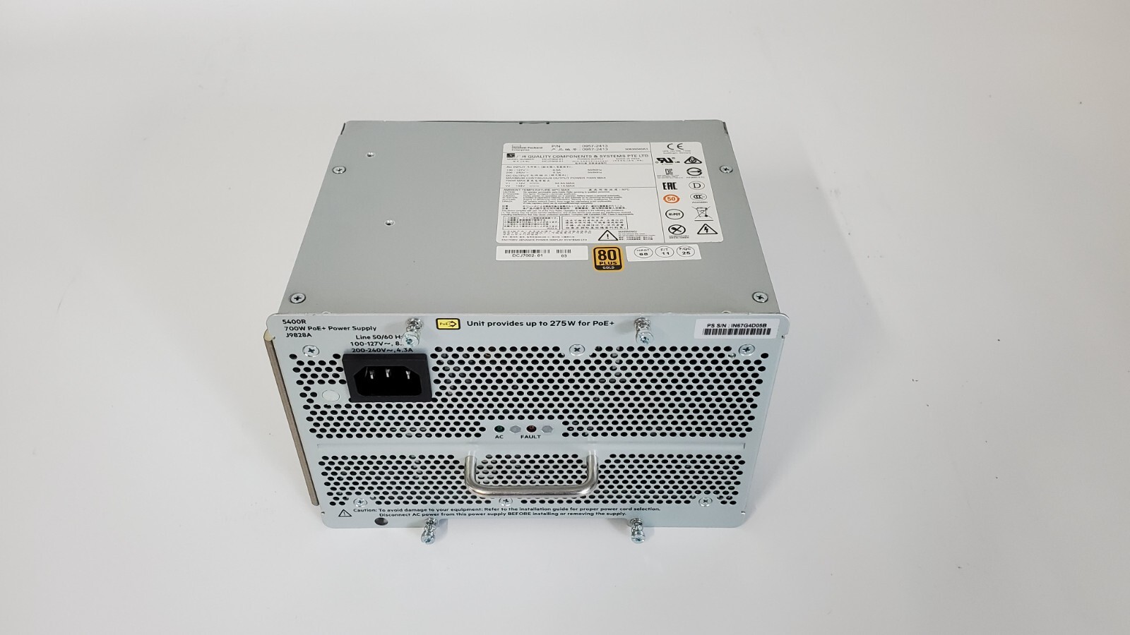 LOT OF 2 HP/Aruba J9828A 0957-2413 5400R 700W PoE+ zl2 Power Supply