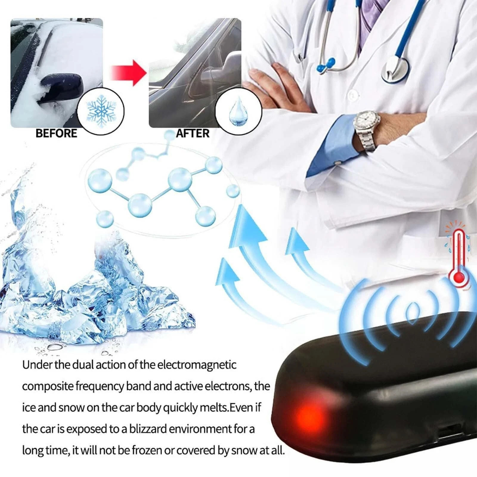 1 PC Electromagnetic Snow Removal Car Deicer Molecular Anti Snow Removal Winter