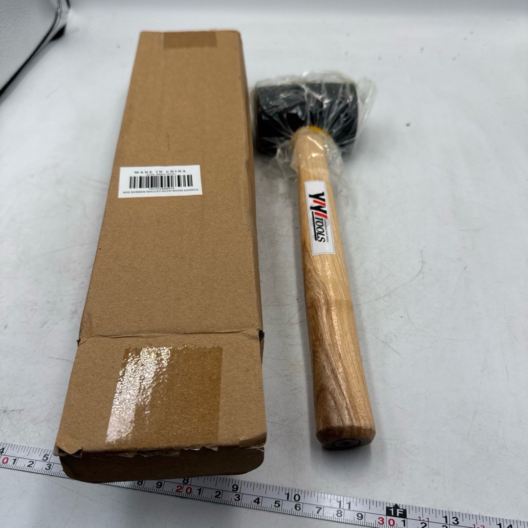 Hand Tool Rubber Mallet 8OZ 12.5 Inch Black Wood Handle Durable Rubber