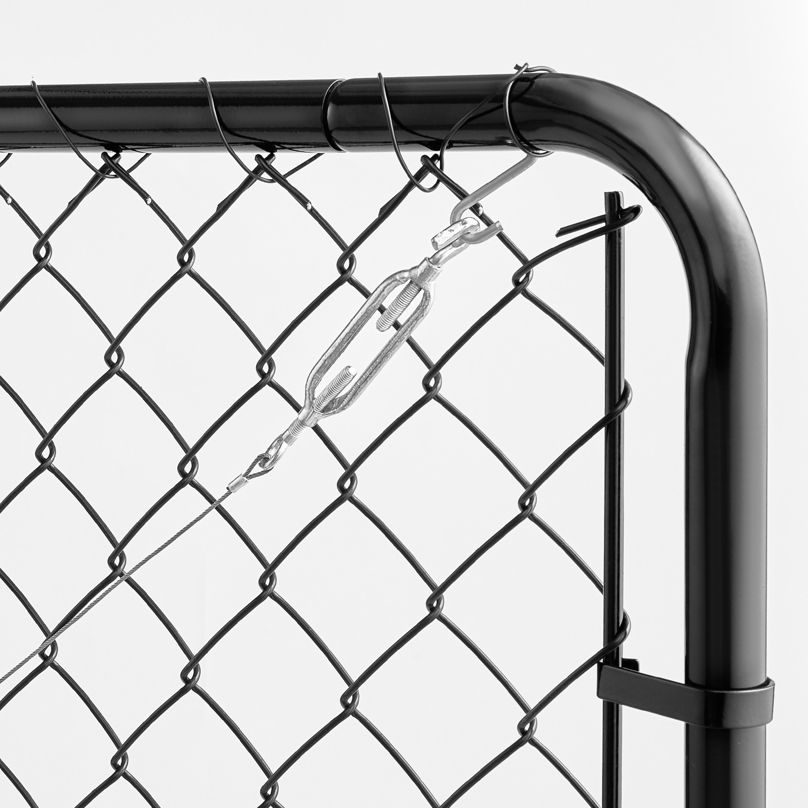 Black Chain Link Fence Gate Adjustable for 2.2-6 ft Yard Openings, Quick Install